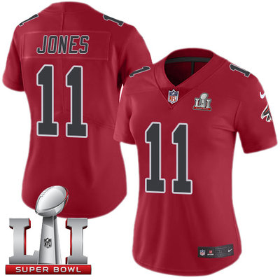 Nike Falcons #11 Julio Jones Red Super Bowl LI 51 Women's Stitched NFL Limited Rush Jersey