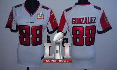 Nike Falcons #88 Tony Gonzalez White Super Bowl LI 51 Women's Stitched NFL Elite Jersey