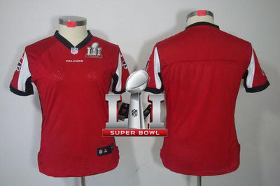 Nike Falcons Blank Red Team Color Super Bowl LI 51 Women's Stitched NFL Limited Jersey
