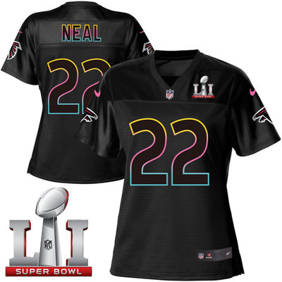 Nike Falcons #22 Keanu Neal Black Super Bowl LI 51 Women's NFL Fashion Game Jersey Nike Falcons #22 Keanu Neal Black Super Bowl LI 51 Women's NFL Fashion Game Jersey