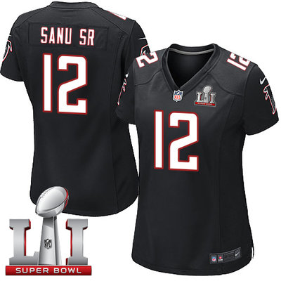 Nike Falcons #12 Mohamed Sanu Sr Black Alternate Super Bowl LI 51 Women's Stitched NFL Elite Jersey