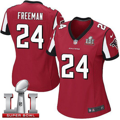 Nike Falcons #24 Devonta Freeman Red Team Color Super Bowl LI 51 Women's Stitched NFL Elite Jersey Nike Falcons #24 Devonta Freeman Red Team Color Super Bowl LI 51 Women's Stitched NFL Elite Jersey