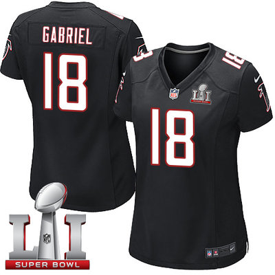Nike Falcons #18 Taylor Gabriel Black Alternate Super Bowl LI 51 Women's Stitched NFL Elite Jersey