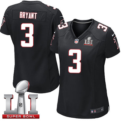 Nike Falcons #3 Matt Bryant Black Alternate Super Bowl LI 51 Women's Stitched NFL Elite Jersey Nike Falcons #3 Matt Bryant Black Alternate Super Bowl LI 51 Women's Stitched NFL Elite Jersey