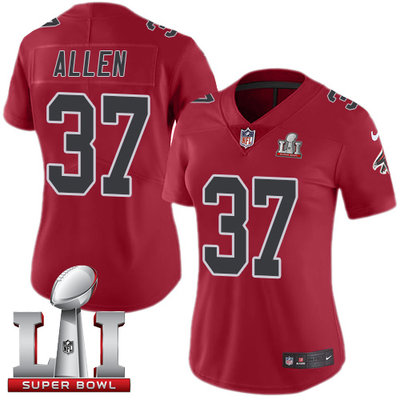 Nike Falcons #37 Ricardo Allen Red Super Bowl LI 51 Women's Stitched NFL Limited Rush Jersey Nike Falcons #37 Ricardo Allen Red Super Bowl LI 51 Women's Stitched NFL Limited Rush Jersey