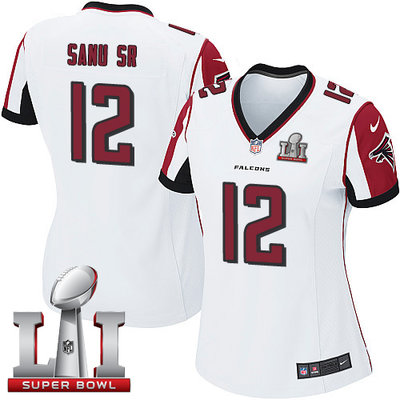 Nike Falcons #12 Mohamed Sanu Sr White Super Bowl LI 51 Women's Stitched NFL Elite Jersey
