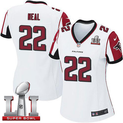 Nike Falcons #22 Keanu Neal White Super Bowl LI 51 Women's Stitched NFL Elite Jersey Nike Falcons #22 Keanu Neal White Super Bowl LI 51 Women's Stitched NFL Elite Jersey