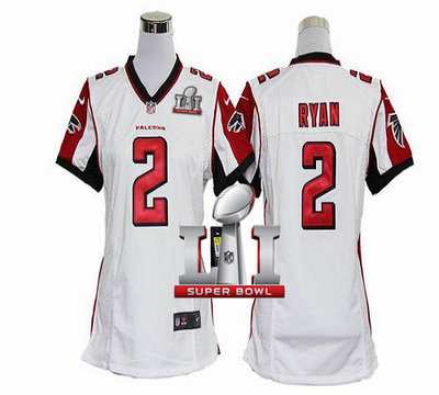 Nike Falcons #2 Matt Ryan White Super Bowl LI 51 Women's Stitched NFL Elite Jersey