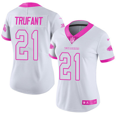Nike Falcons #21 Desmond Trufant White Pink Women's Stitched NFL Limited Rush Fashion Jersey