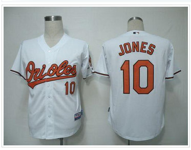 Youth MLB Baltimore Orioles #10 Adam Jones White Cool Base Jersey