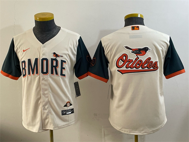 Youth Baltimore Orioles Team Big Logo Natural 2026 City Connect Stadium Stitched Baseball Jersey