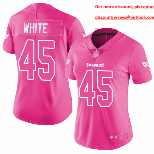 Buccaneers #45 Devin White Pink Women's Stitched Football Limited Rush Fashion Jersey