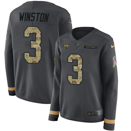 Nike Buccaneers #3 Jameis Winston Anthracite Salute to Service