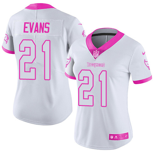 Nike Buccaneers #21 Justin Evans White Pink Women's Stitched NFL Limited Rush Fashion Jersey Nike Buccaneers #21 Justin Evans White Pink Women's Stitched NFL Limited Rush Fashion Jersey