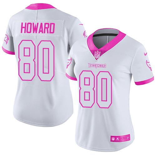 Nike Buccaneers #80 O. J. Howard White Pink Women's Stitched NFL Limited Rush Fashion Jersey