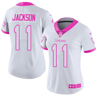 Nike Buccaneers #11 DeSean Jackson White Pink Women's Stitched NFL Limited Rush Fashion Jersey