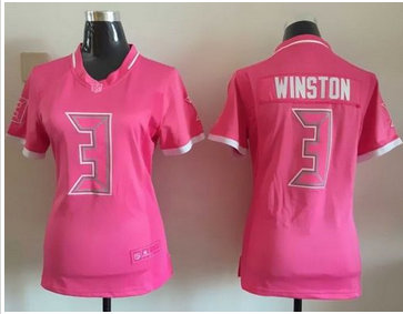 Women Nike Buccaneers #3 Jameis Winston Pink Stitched NFL Elite Bubble Gum Jersey