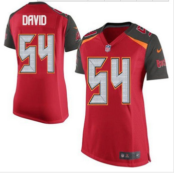 Women NEW Buccaneers #54 Lavonte David Red Team Color Stitched NFL New Elite Jersey