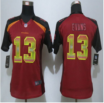 Women New New Tampa Bay Buccaneers #13 Mike Evans Red Strobe Elite Jersey