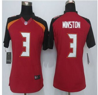 Women New Buccaneers #3 Jameis Winston Red Team Color Stitched NFL New Limited Jersey