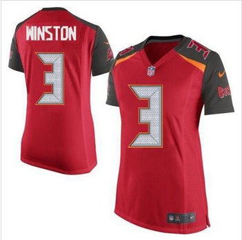 Women New Buccaneers #3 Jameis Winston Red Team Color Stitched NFL New Elite Jersey