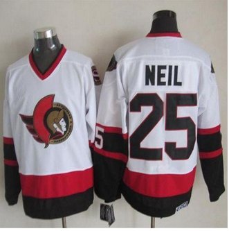 Ottawa Senators #25 Chris Neil White CCM Throwback Stitched NHL Jersey