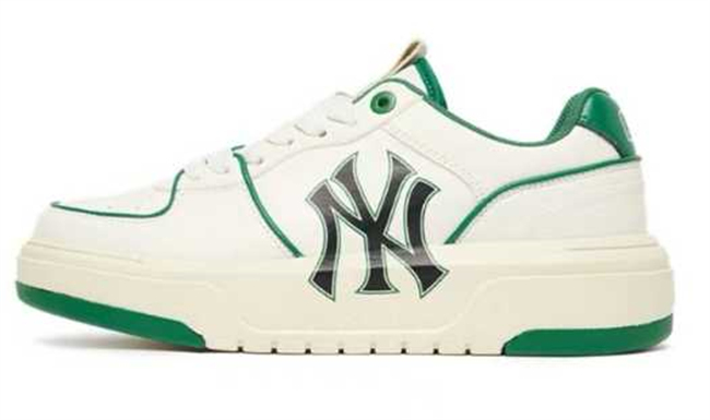 Women New York Yankees Chunky Liner Baseball Shoes Sneakers Cream Green 006