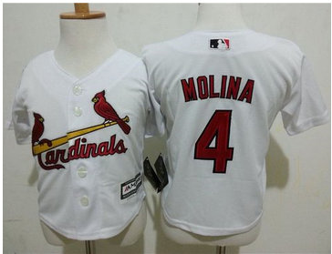 Toddler St.Louis Cardinals #4 Yadier Molina White Cool Base Stitched MLB Jersey