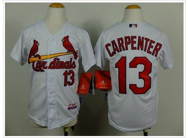 Youth MLB Cardinals #13 Matt Carpenter White Cool Base Baseball Jersey