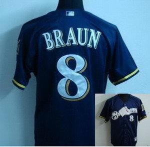 Kids Milwaukee Brewers 8 Ryan Braun blue jersey