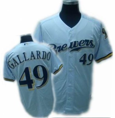 KIDS Milwaukee Brewers Yovani Gallardo jersey 49 Baseball Jersey white