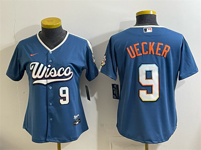 Youth Milwaukee Brewers #9 Bob Uecker Mineral Blue 2026 City Connect Stadium Stitched Baseball Jersey
