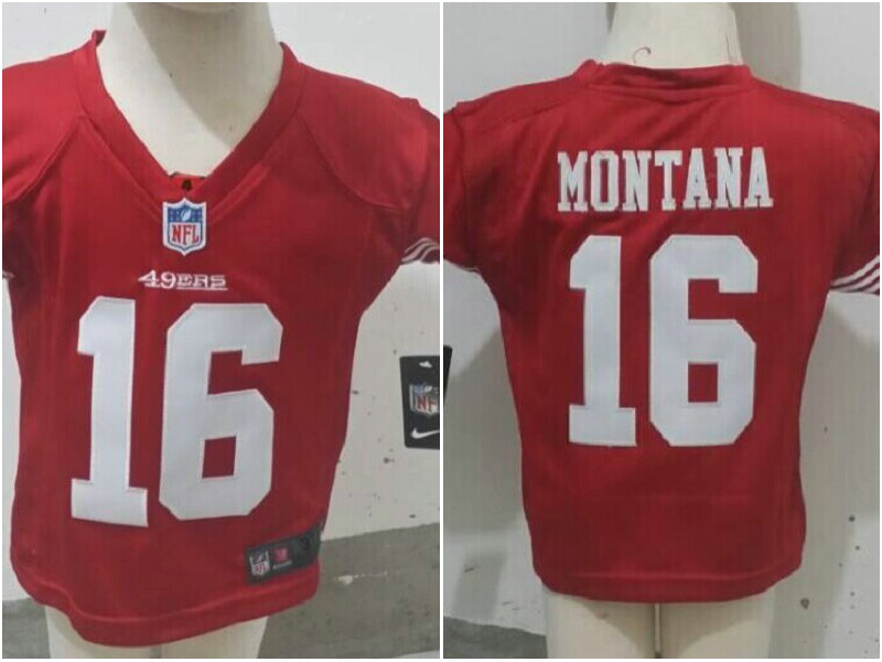 3-6 Years Old Joe Montana San Francisco 49ers #16 Red Nike Jersey