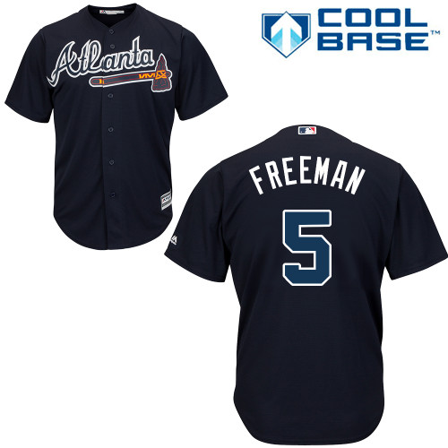 Braves #5 Freddie Freeman Navy Blue Cool Base Stitched Youth MLB Jersey