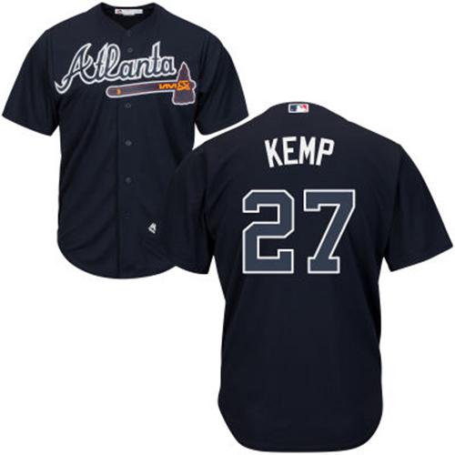 Braves #27 Matt Kemp Navy Blue Cool Base Stitched Youth MLB Jersey