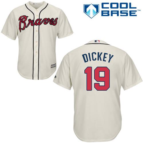 Braves #19 R.A. Dickey Cream Cool Base Stitched Youth MLB Jersey