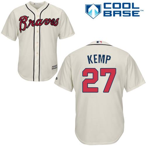 Braves #27 Matt Kemp Cream Cool Base Stitched Youth MLB Jersey