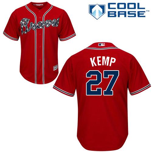 Braves #27 Matt Kemp Red Cool Base Stitched Youth MLB Jersey