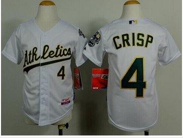 Youth MLB Athletics #4 Coco Crisp White Cool Base Baseball Jersey