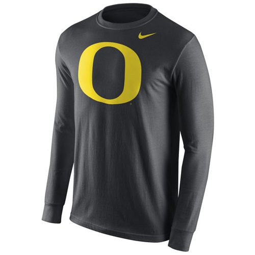 Oregon Ducks Cotton Logo Long Sleeves T-Shirt Anthracite