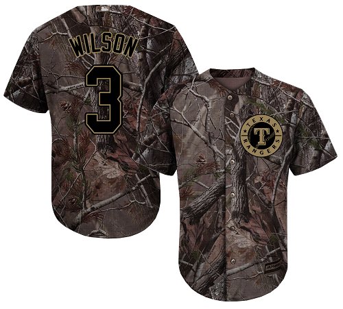 Rangers #3 Russell Wilson Camo Realtree Collection Cool Base Stitched Youth Baseball Jersey