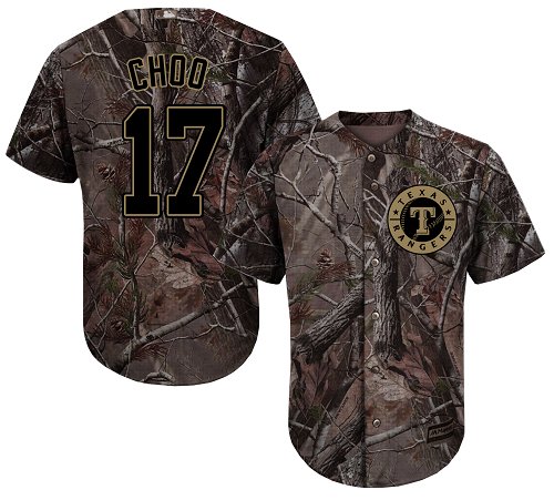Rangers #17 Shin-Soo Choo Camo Realtree Collection Cool Base Stitched Youth Baseball Jersey