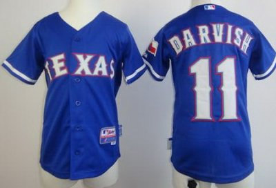 Kids Texas Rangers #11 Yu Darvish Blue Cool Base MLB Youth Jerseys
