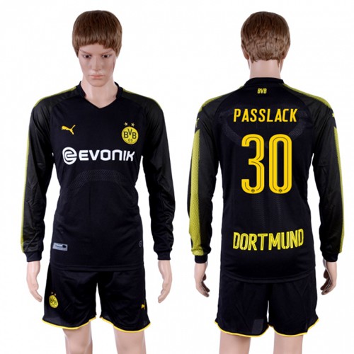 Dortmund #30 Passlack Away Long Sleeves Soccer Club Jersey