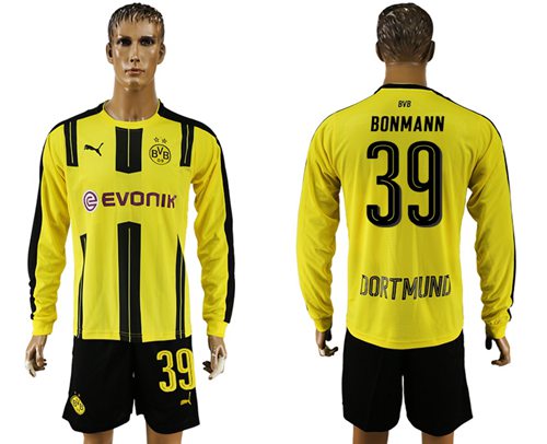 Dortmund #39 Bonmann Home Long Sleeves Soccer Club Jersey