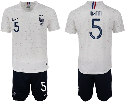 France #5 Umtiti Away Soccer Country Jersey