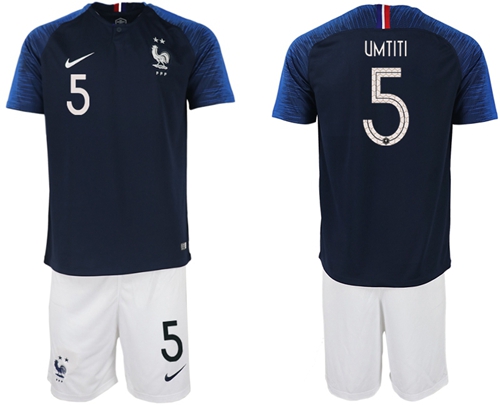 France #5 Umtiti Home Soccer Country Jersey