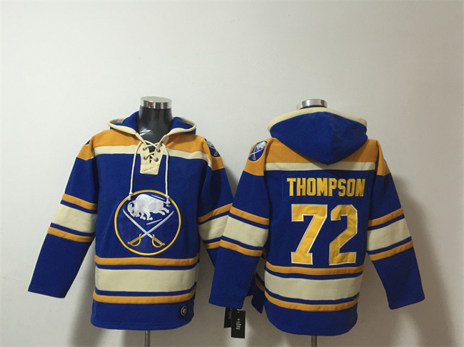 Men's Buffalo Sabres #72 Tage Thompson Blue Ageless Must-Have Lace-Up Pullover Hoodie