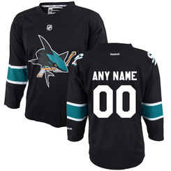 Reebok San Jose Sharks Youth Replica Alternate Custom Jersey - Black