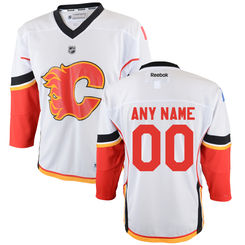 Reebok Calgary Flames Youth Replica Away Custom Jersey - White